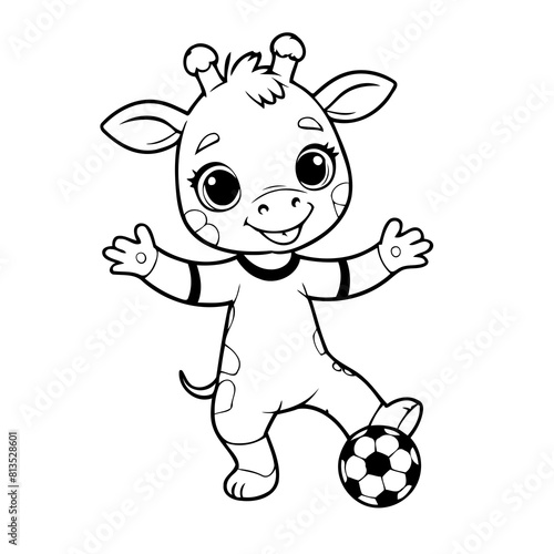 Cute vector illustration Giraffe for toddlers colouring page