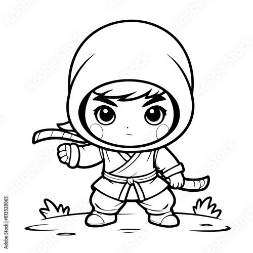 Simple vector illustration of doodle drawing for toddlers coloring activity