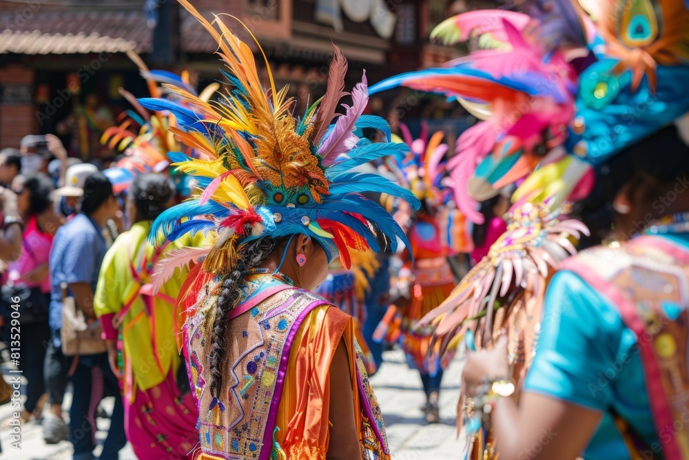 Obraz premium A dynamic clash of cultures and traditions in a vibrant street festival