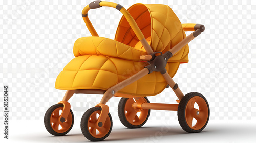 Baby Stroller on Transparent Background,
Cute baby carriage 3d design baby necessities advertising and design elements
 photo