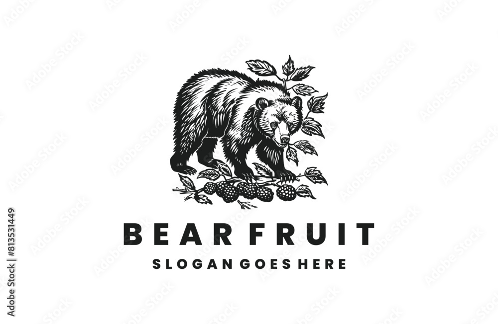 Bear fruit style logo icon design template flat vector Bear fruit style logo icon design template flat vector