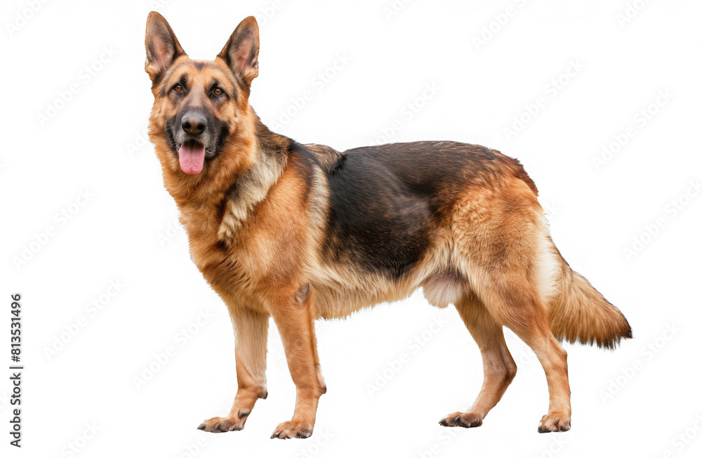 german shepherd standing. gold yellow dog breed.