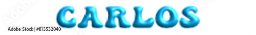 Carlos - light blue color - name - three-dimensional effect tubular writing - Vector graphics - Word for presentations, greetsabrinaings, banners, card, prints, cricut, silhouette, sublimation	