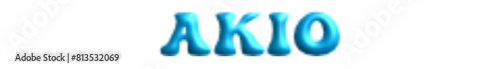 Akio - light blue color - name - three-dimensional effect tubular writing - Vector graphics - Word for presentations, greetsabrinaings, banners, card, prints, cricut, silhouette, sublimation	