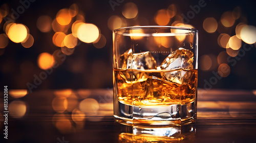 A glass of whiskey on the rocks