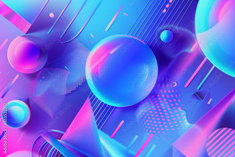 3d geometric pattern and abstract shapes in futuristic style, blue and purple, bright color gradients digital background 3d geometric pattern and abstract shapes in futuristic style, blue and purple, bright color gradients digital background