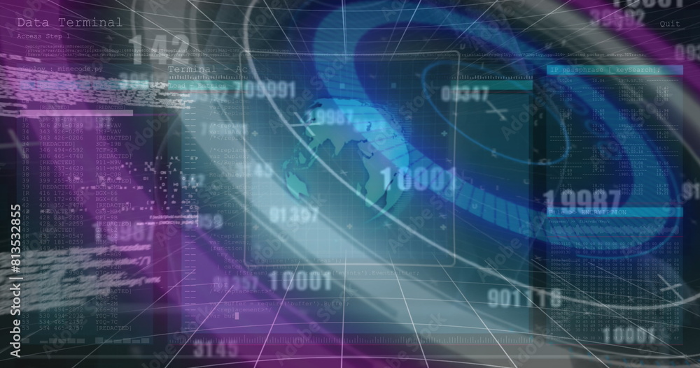Image of data processing and scan scoping over dark background Image of data processing and scan scoping over dark background