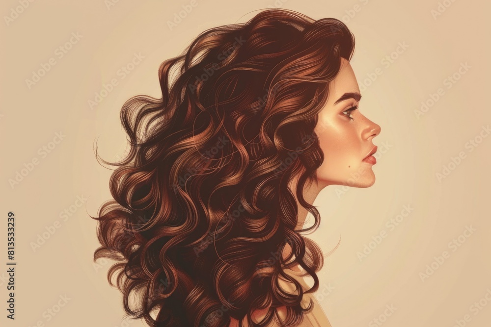 A realistic painting of a woman with long brown hair. Suitable for various art projects A realistic painting of a woman with long brown hair. Suitable for various art projects