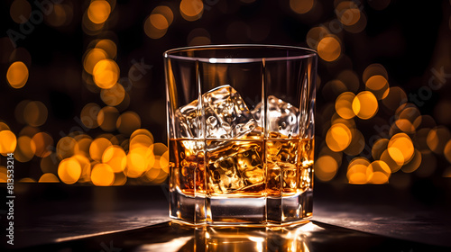A glass of whiskey on the rocks