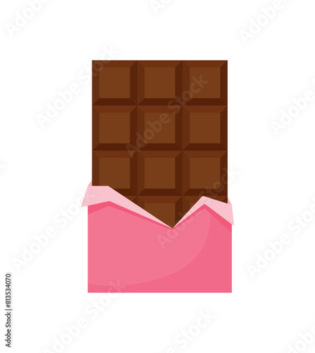 Chocolate Bar with Open Wrapper Vector Illustration