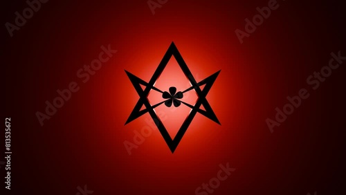 3D render of the unicursal hexagram with a dark background. The symbol associated with Aleister Crowley emerges from the darkness, featuring its interconnected lines.
 photo