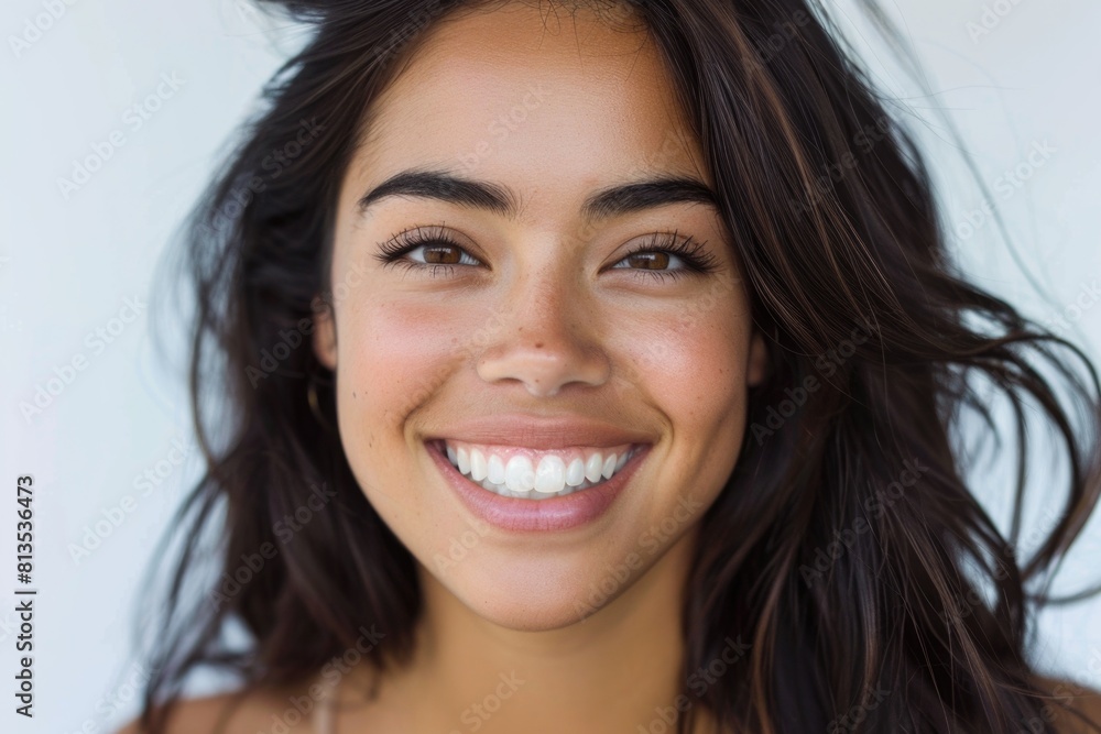 Portrait of a beautiful woman with a warm smile, perfect for lifestyle and beauty concepts Portrait of a beautiful woman with a warm smile, perfect for lifestyle and beauty concepts
