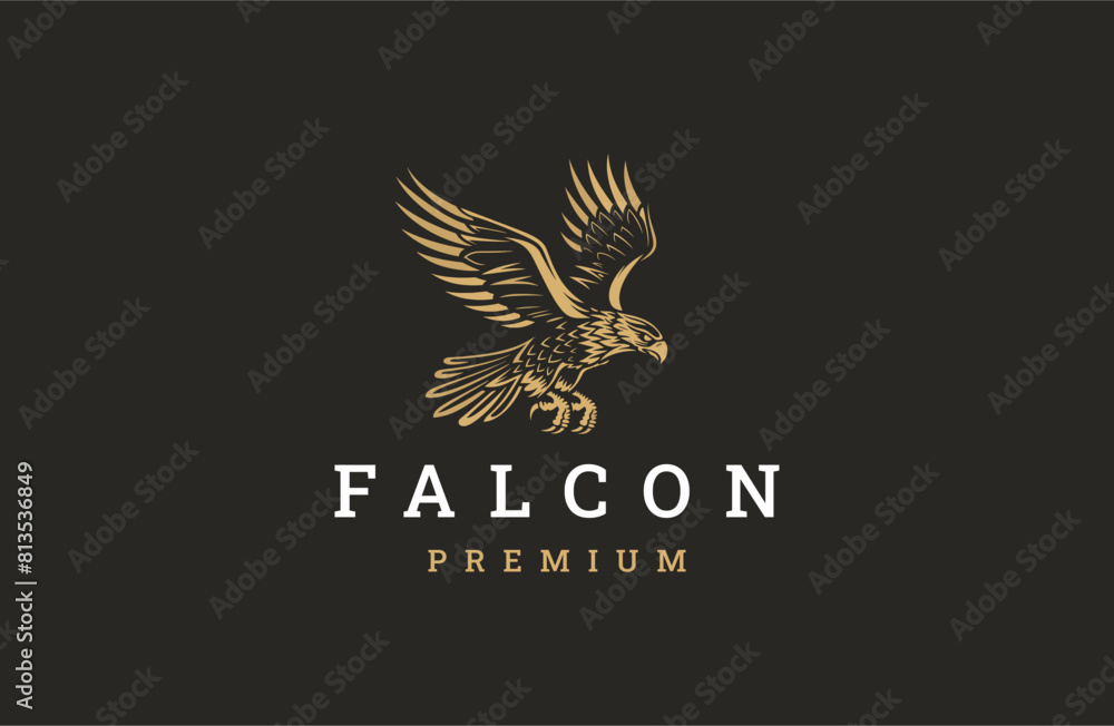 Obraz premium Falcon style logo icon design template flat vector
