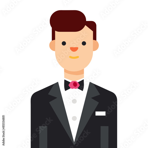 Elegant Groom in Classic Attire - classic black tuxedo, wedding elegance