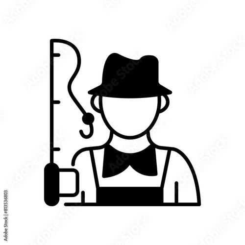Fisherman icon. black fill icon