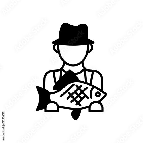 Fisherman icon. black fill icon