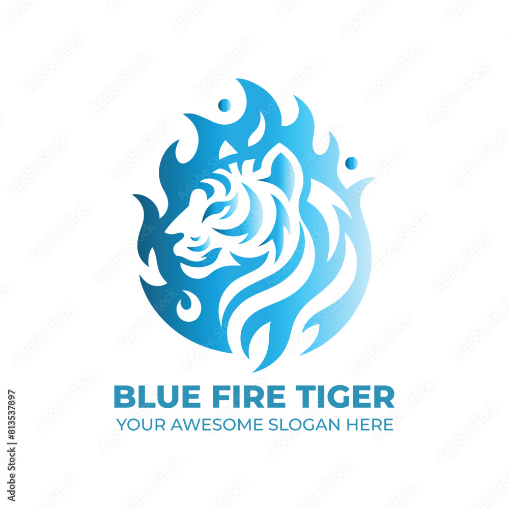 Blue Fire of Tiger Logo Design Blue Fire of Tiger Logo Design