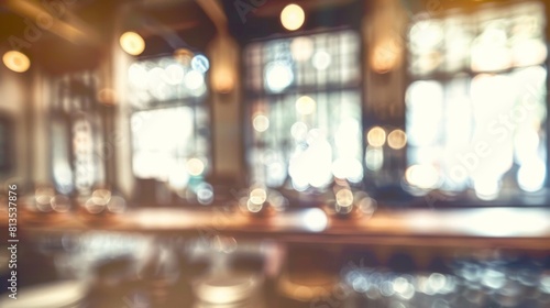 Unfocused view of a busy bar area in a restaurant