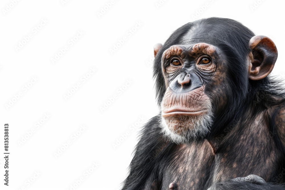 A detailed shot of a monkey on a white background. Suitable for various projects A detailed shot of a monkey on a white background. Suitable for various projects
