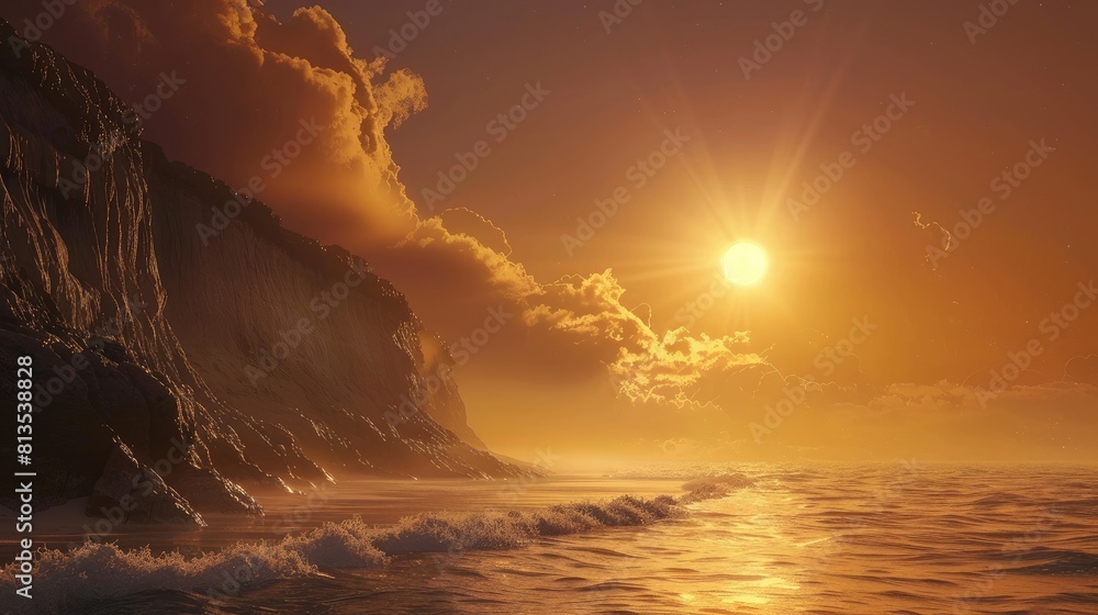 Grand seaside landscape at sunset Grand seaside landscape at sunset