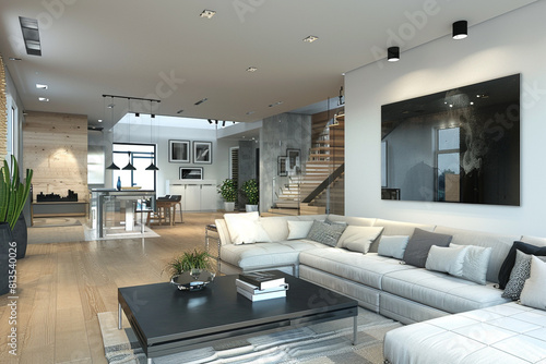 3d render of loft design interior modern  
