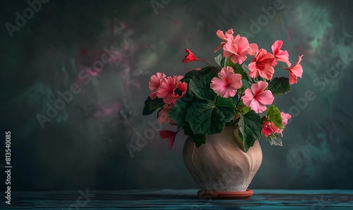 Wallpaper Mural decorative flower pot on top of table, Generative AI Torontodigital.ca