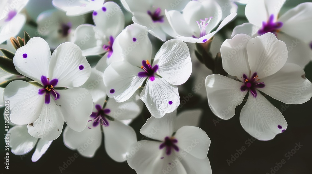 White flowers with purple spots in close up view White flowers with purple spots in close up view