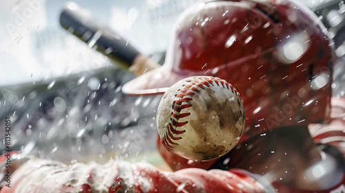 Close-up of a baseball being pulled out and thrown into a hitless batter. photo