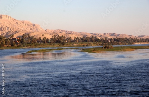 Landscape along the Nile river between Luxor and Aswan, Egypt