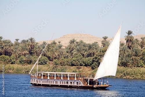 Nile cruises by dahabeah along the Nile river between Luxor and Aswan, Egypt