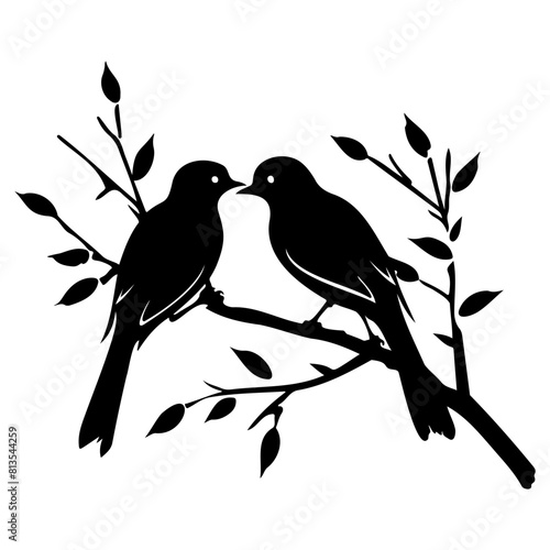 two Couple Birds On a Branch