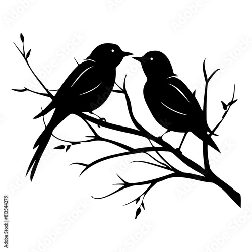 two Couple Birds On a Branch