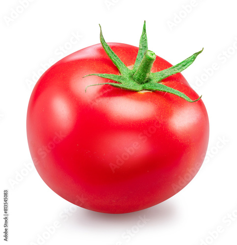 Red campari tomato isolated on white background. Macro shot. File contains clipping path.