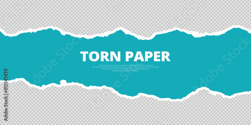 Foto Torn or repped paper sky-blue and white border colour transparent, png, backgrou