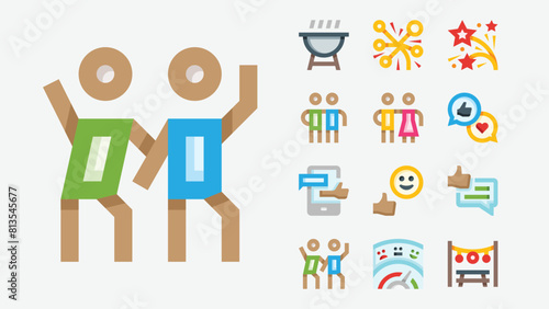 Friendship Day Flat Color Icons