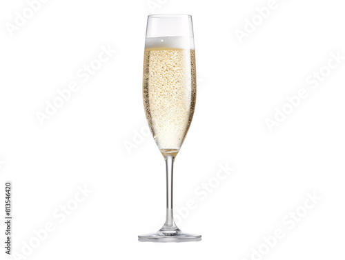 a glass of champagne with bubbles