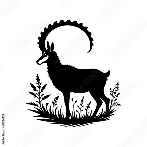 Chamois Silhouette Vector - Perfect for Nature Designs and Wilderness Enthusiasts Alike- Chamois Illustration- Chamois Vector Stock.