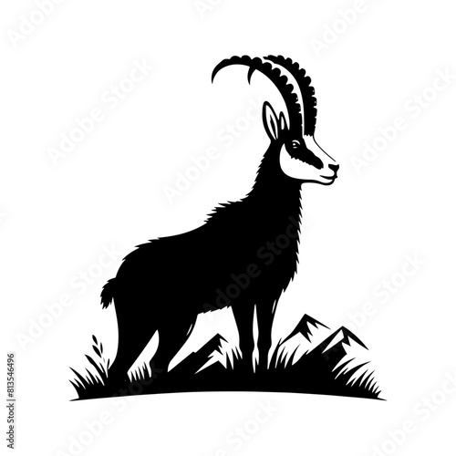 Chamois Silhouette Vector - Perfect for Nature Designs and Wilderness Enthusiasts Alike- Chamois Illustration- Chamois Vector Stock.