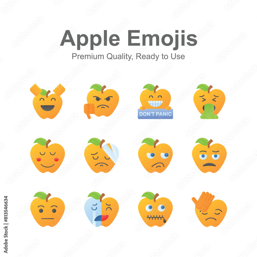 Cute emoji expressions, emoticons icons set
