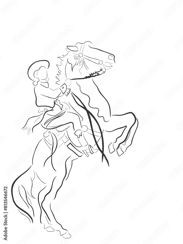 Hand drawn line art vector of A wild west couple. Cowboys culture in America. Hand drawn line art vector of A wild west couple. Cowboys culture in America.