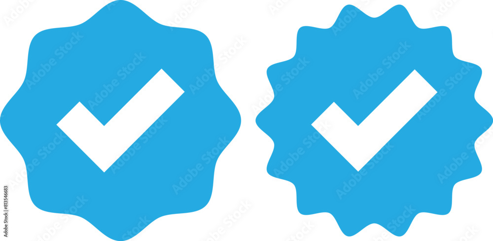 Verified badge profile set. Social media account verification icons . Isolated check. Guaranteed signs. Vector illustration. Verified badge profile set. Social media account verification icons . Isolated check. Guaranteed signs. Vector illustration.