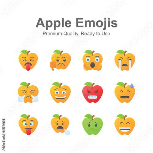 Set of emoji icons, cute expressions vector design