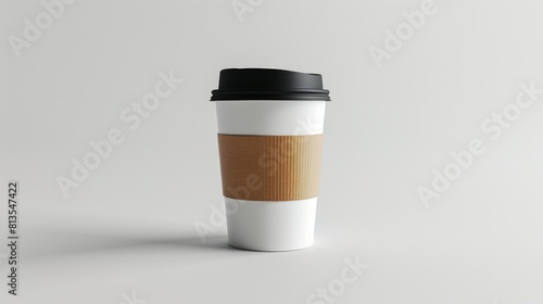Paper coffee cup mockup on white background.