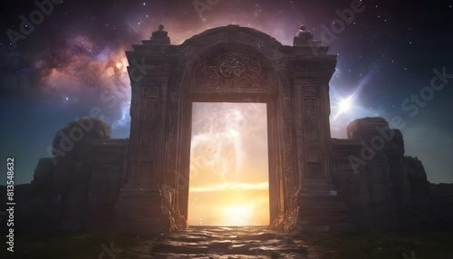 A gate of pure energy crackling with celestial po upscaled 4