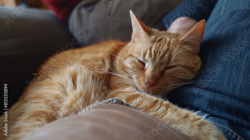 Cozy Affection: Cat Nestled in Owner's Lap © William