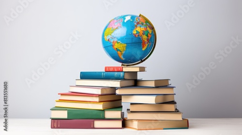 stack of books and globe © Sadia
