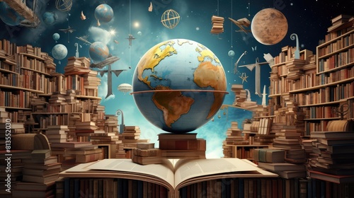 globe and books