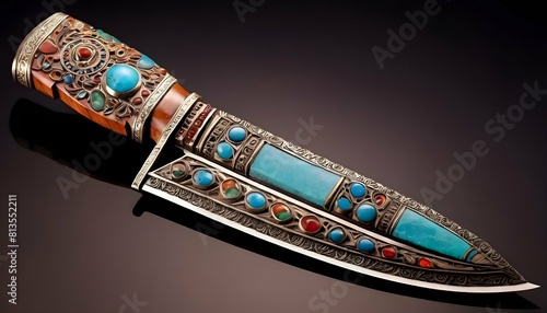 A ceremonial ritual knife adorned with intricate c upscaled 4