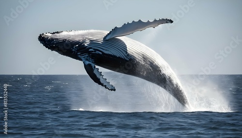 A majestic whale breaching the surface of the sea upscaled 2