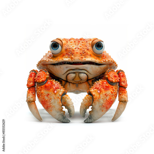 Orange Crab Sitting on White Background